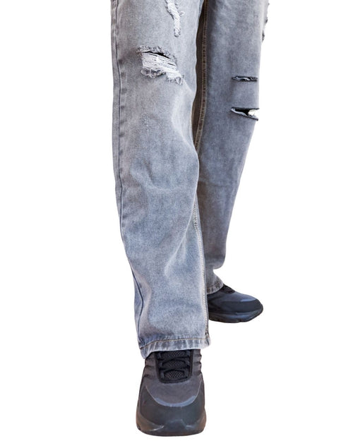 ANSLUW • Greek - Stone Grey Distressed Straight Jeans