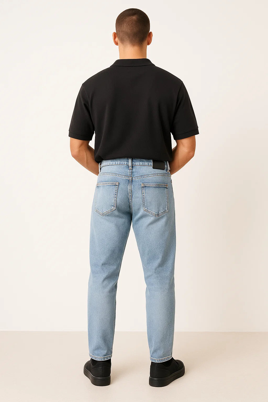 ANSLUW DESIGN Light Wash Straight Jeans