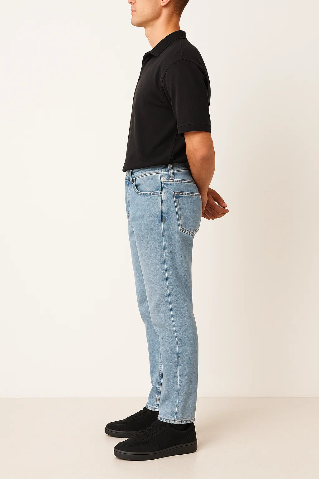 ANSLUW DESIGN Light Wash Straight Jeans