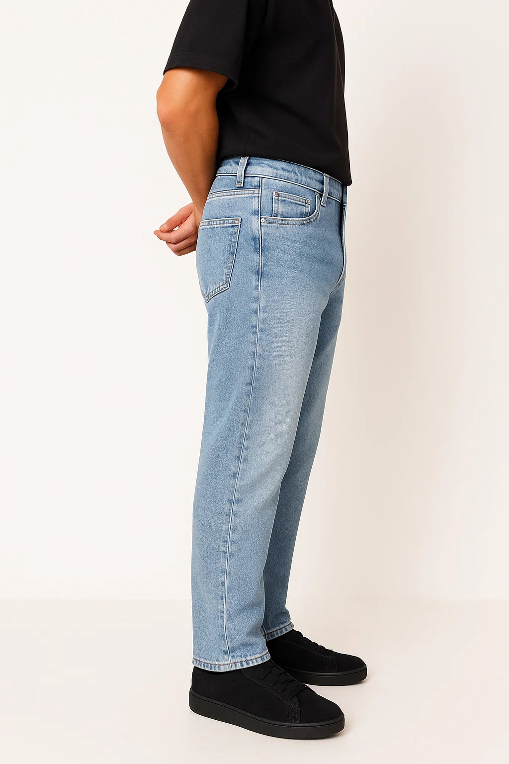 ANSLUW DESIGN Light Wash Straight Jeans
