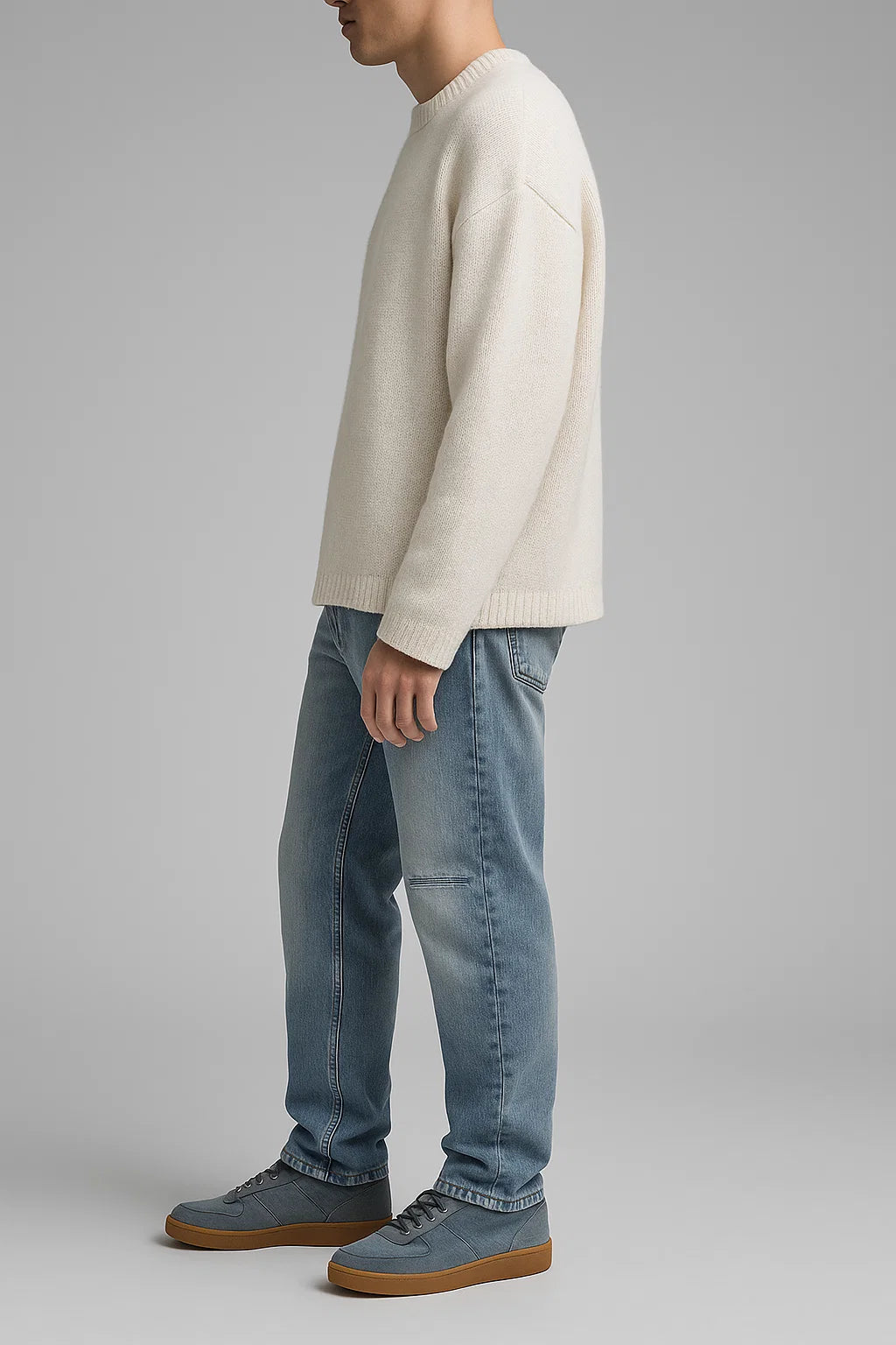 ANSLUW DESIGN Straight Jeans in Faded Sky Blue