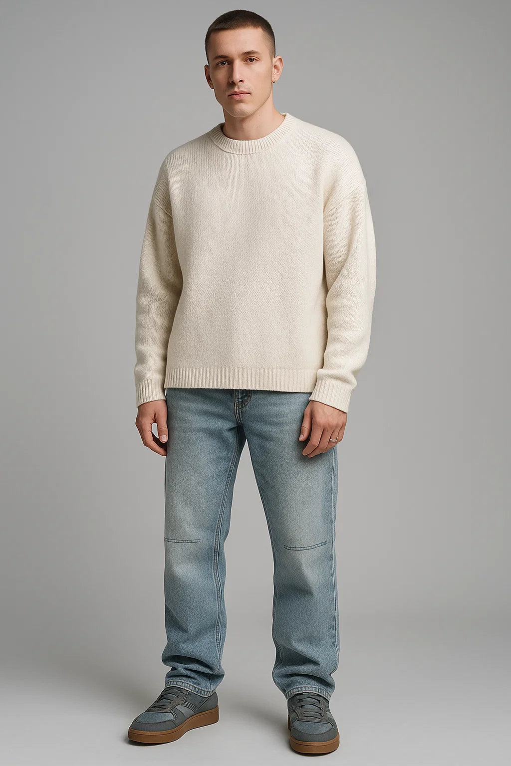 ANSLUW DESIGN Straight Jeans in Faded Sky Blue