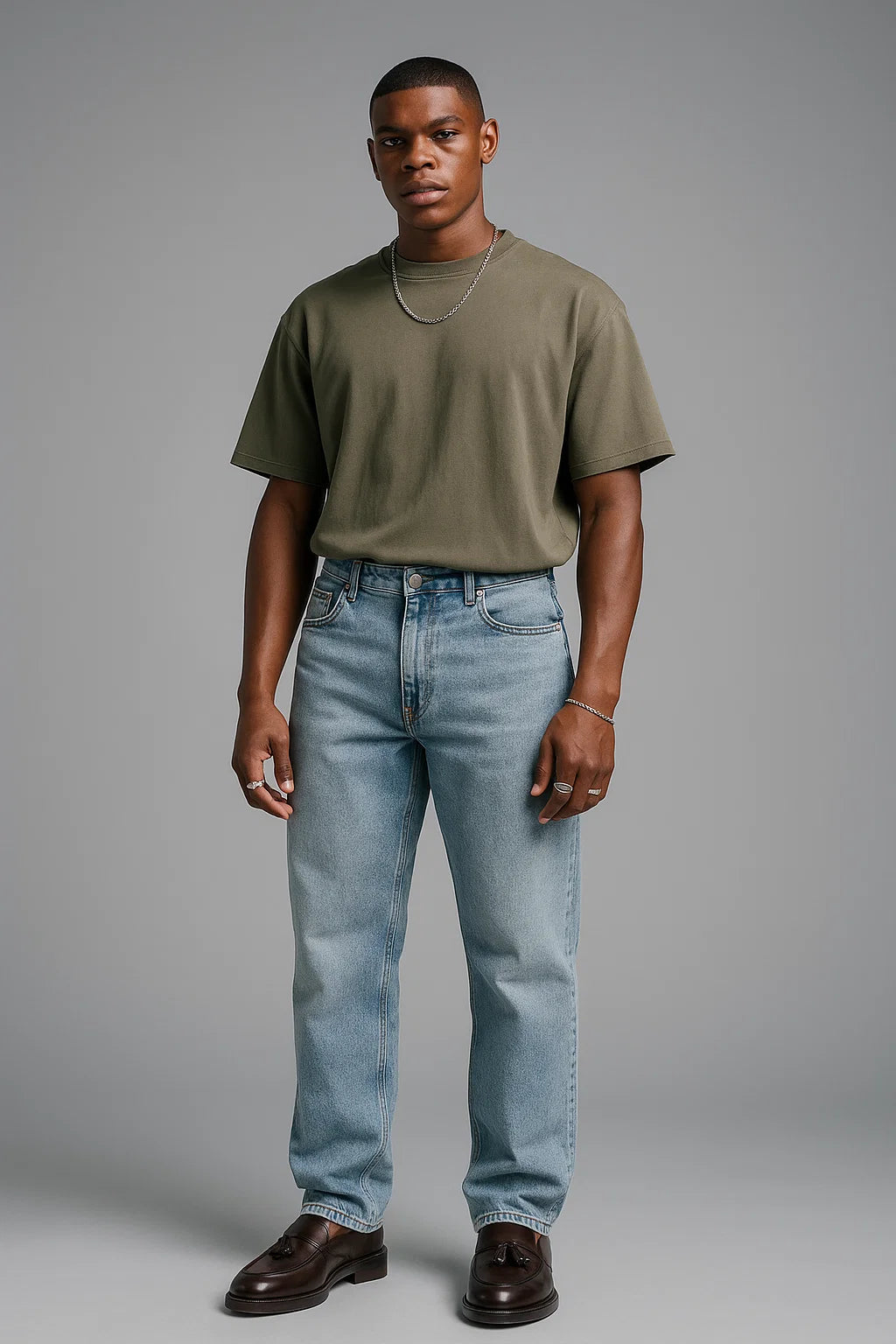 ANSLUW DESIGN Straight Fit Jeans in Vintage Light Wash