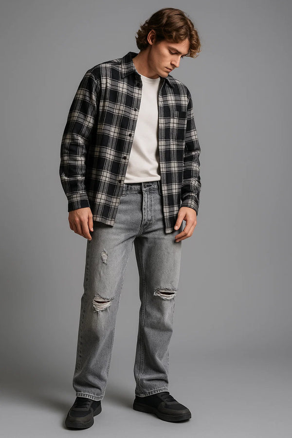 ANSLUW DESIGN Distressed Jeans in Stone Grey