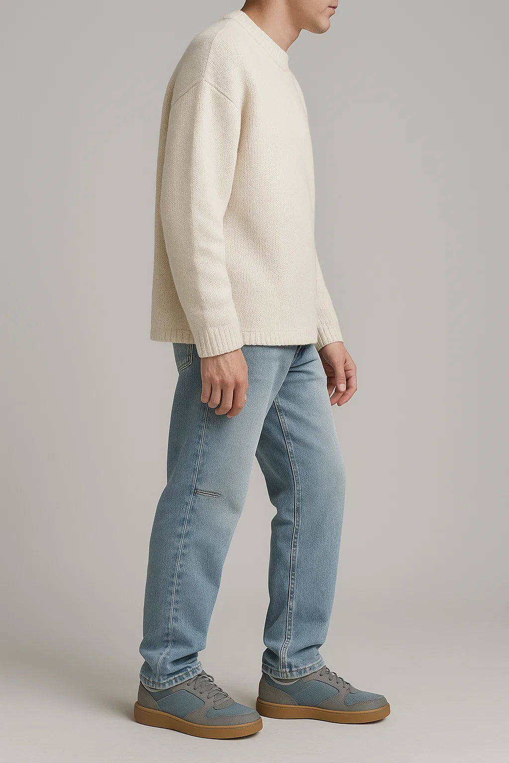 ANSLUW DESIGN Straight Jeans in Faded Sky Blue