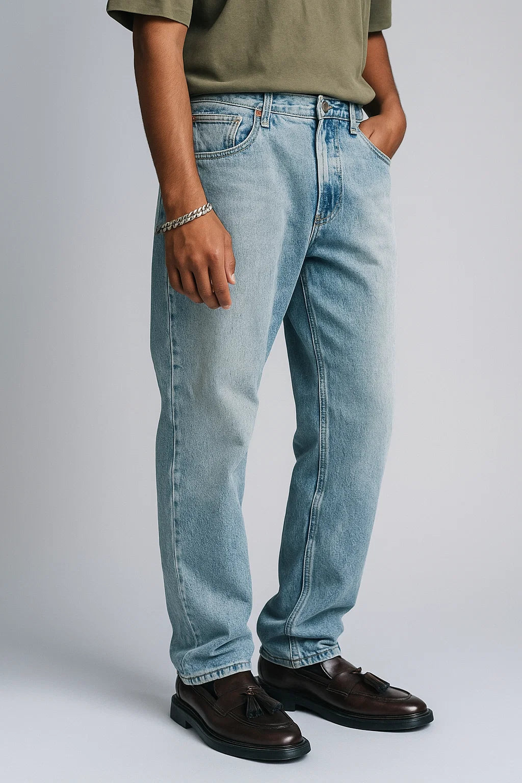 ANSLUW DESIGN Straight Fit Jeans in Vintage Light Wash